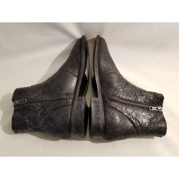 Anthropologie Farylrobin Morris Black Stress Cracked Leather Booties Size 5 New - Picture 5 of 7